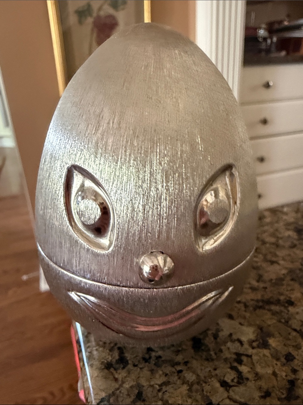 Vintage Napier Humpty Dumpty Piggy Bank Silver Egg Shaped